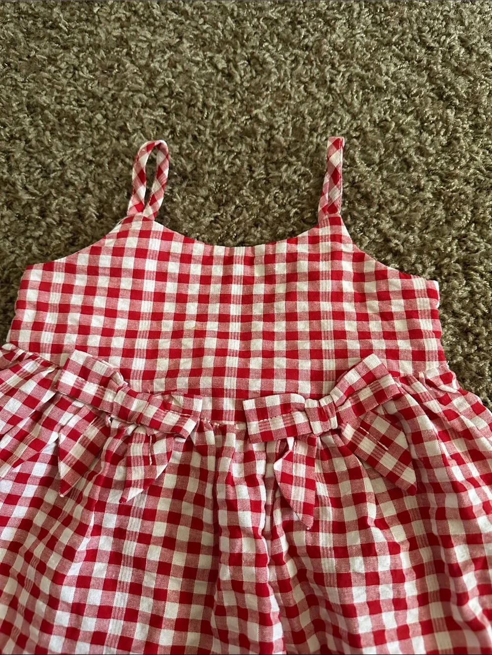 GAP Red and White Gingham Spaghetti-Strap Dress
